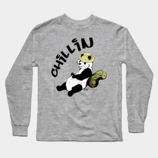 Chillin Panda a touch of color Long Sleeve T-Shirt